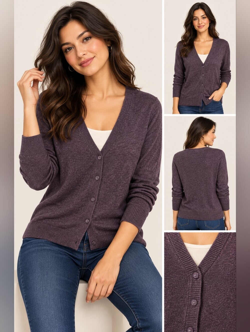 5/$50 Reitmans Essentials Deep Purple Women's Cardigan